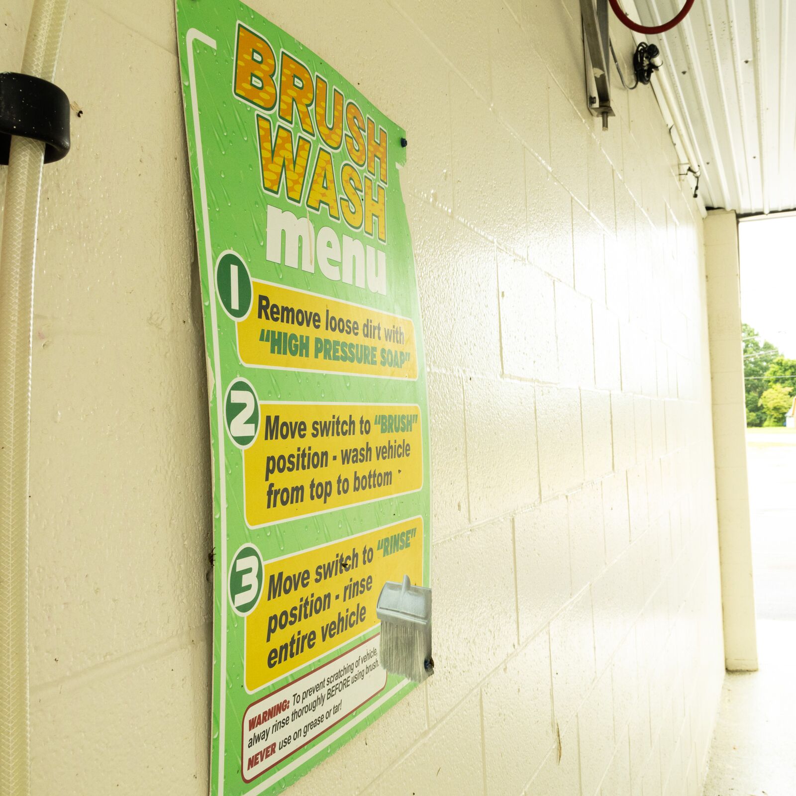 Wash instructions menu posted on-site