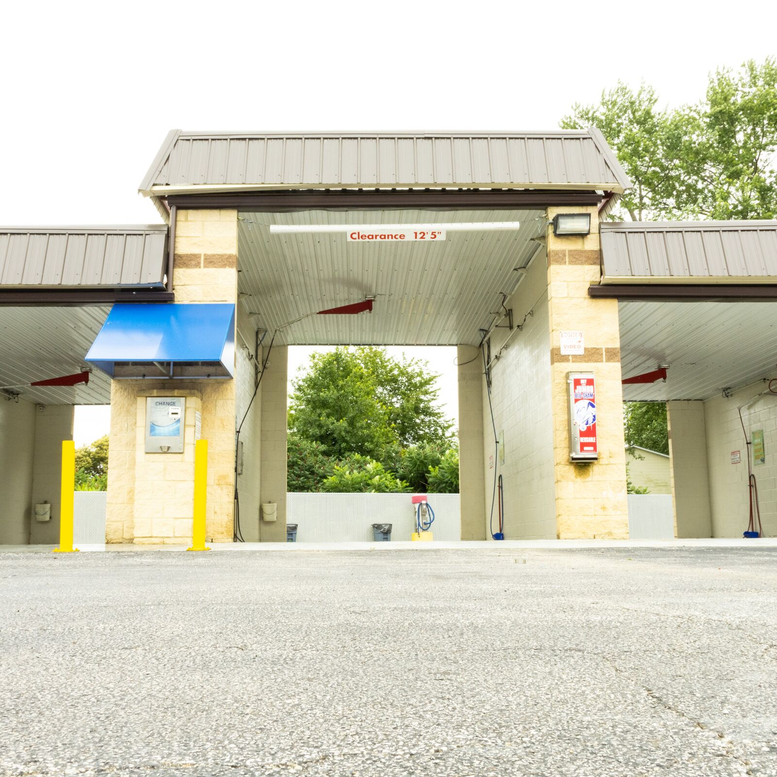 Row of self-serve bays, exterior view